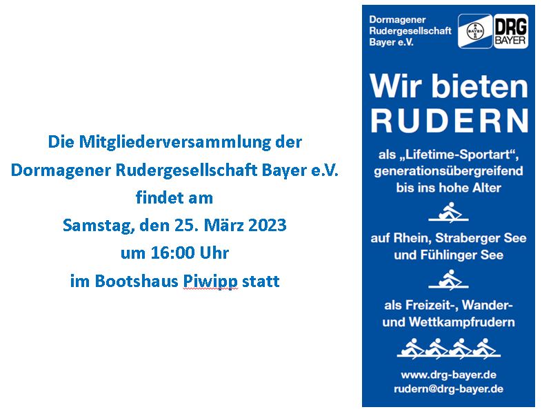 Mitgliederversammlung der  DRG am  Samstag, den 25. März 2023