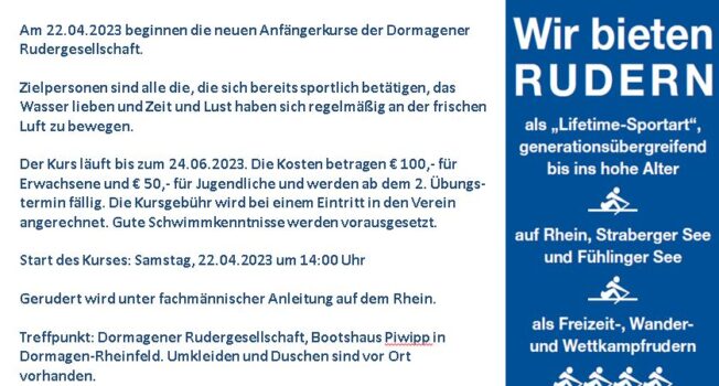 Jetzt Rudern lernen ! Die Planung sieht wie folgt aus: