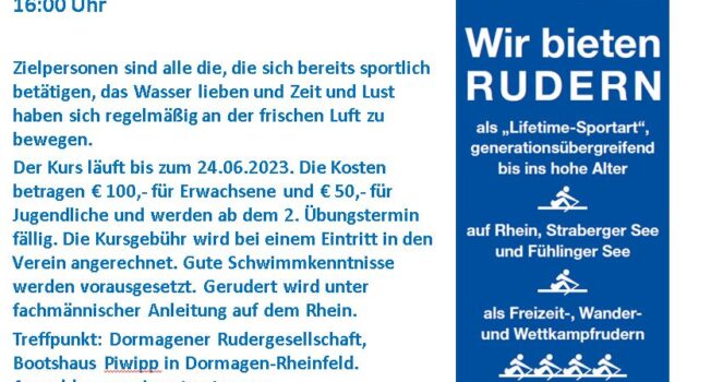 Es gibt noch freie Plätze für den am 22.04.2023 beginnenden Anfängerkurs um 16:00 Uhr