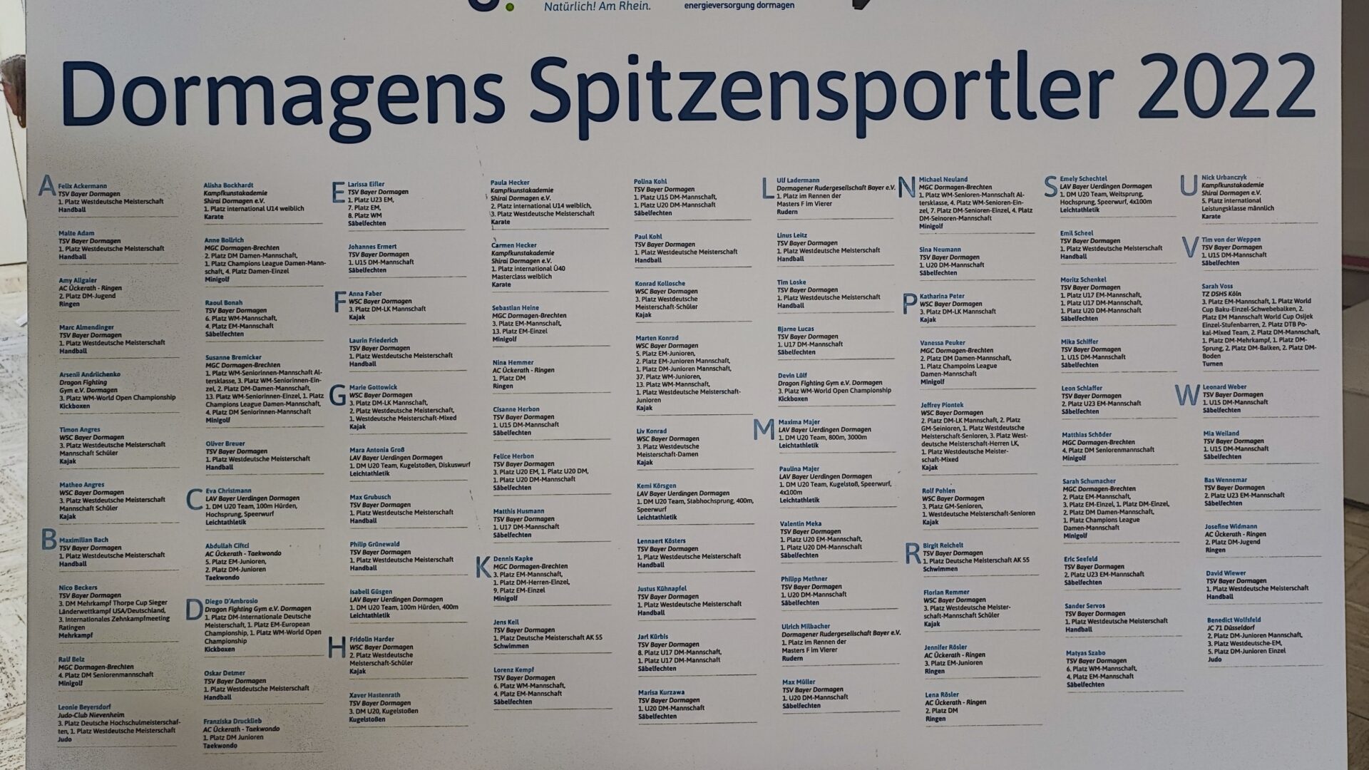Sportlerehrung der Stadt Dormagen für das Jahr 2022